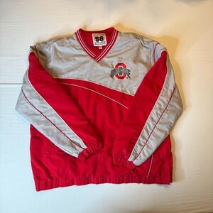 Ohio State Buckeyes Windbreaker Mens XXL Red Pullover Embroidered Logo 58 Sports